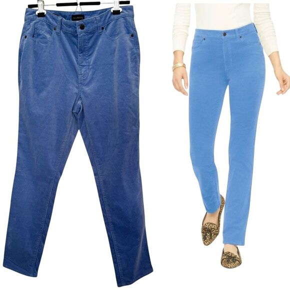 Talbots Women Size 8P Corduroy Light Blue Straight Leg Pant Curvy Fit - Picture 1 of 10